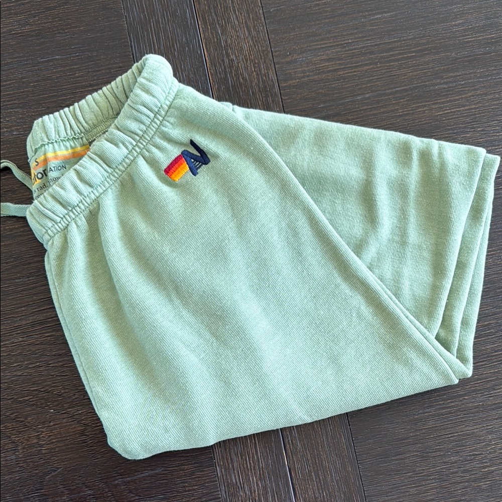 Aviator Nation Sage Green Sweatpants with Embroidered Logo